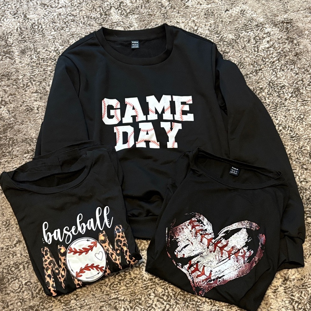 SHEIN Black baseball tees and sweater!